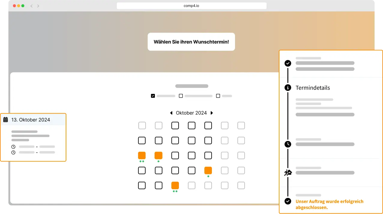 Dies ist eine minimalistische UI-Darstellung der Endkundenportal-Funktion von COMP4