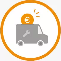 Ein Auto Icon mit einem Eurozeichen