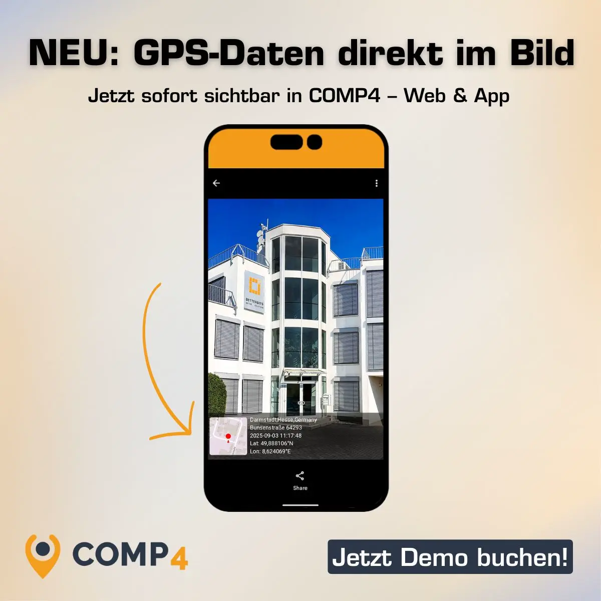 Ein Foto der mobilen App für den Außendienst