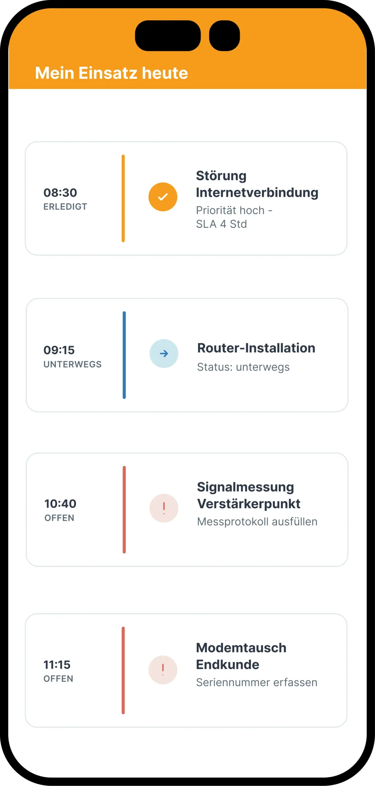 Die Außendienst-App für die Telekommunikationsbranche