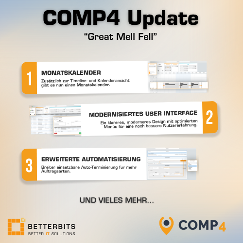 Ein Bild auf diesem drei neue Updates von dem neuen COMP4 Update aufgelistet sind