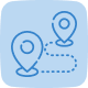 Dieses Icon zeigt zwei Kartenpunkte, welche mit einer gestrichelten Linie verbunden sind.
