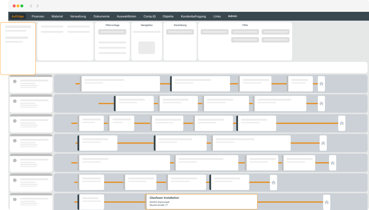 Dies ist eine minimalistische UI-Darstellung der Timeline Funktion von COMP4